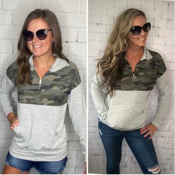 Tops - Camo Zip Sweatshirt